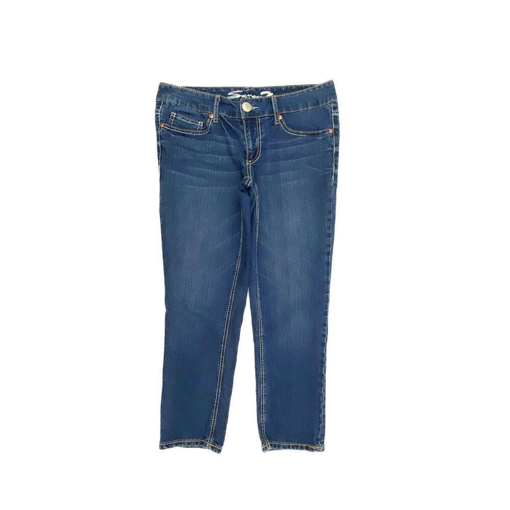 Seven7 Crop Jeans Womens Size 10 Dark Wash Blue Denim Low‎ Rise Stretch